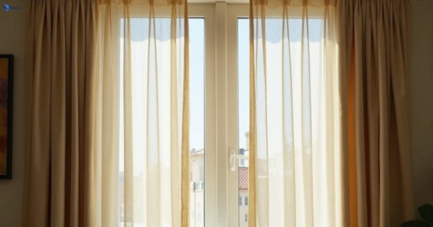 Dusty and dull curtains in spring-hill before steam cleaning